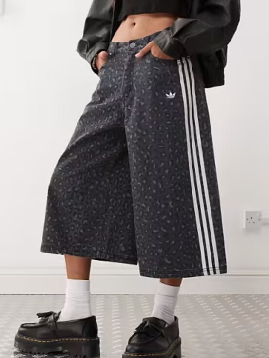 adidas Originals Pants - adidas Originals denim jorts in black leopard print SiZe 23